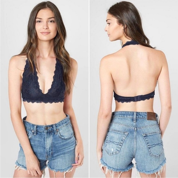 Free People Other - Free People Galloon Lace Halter Bralette Black Size XL
